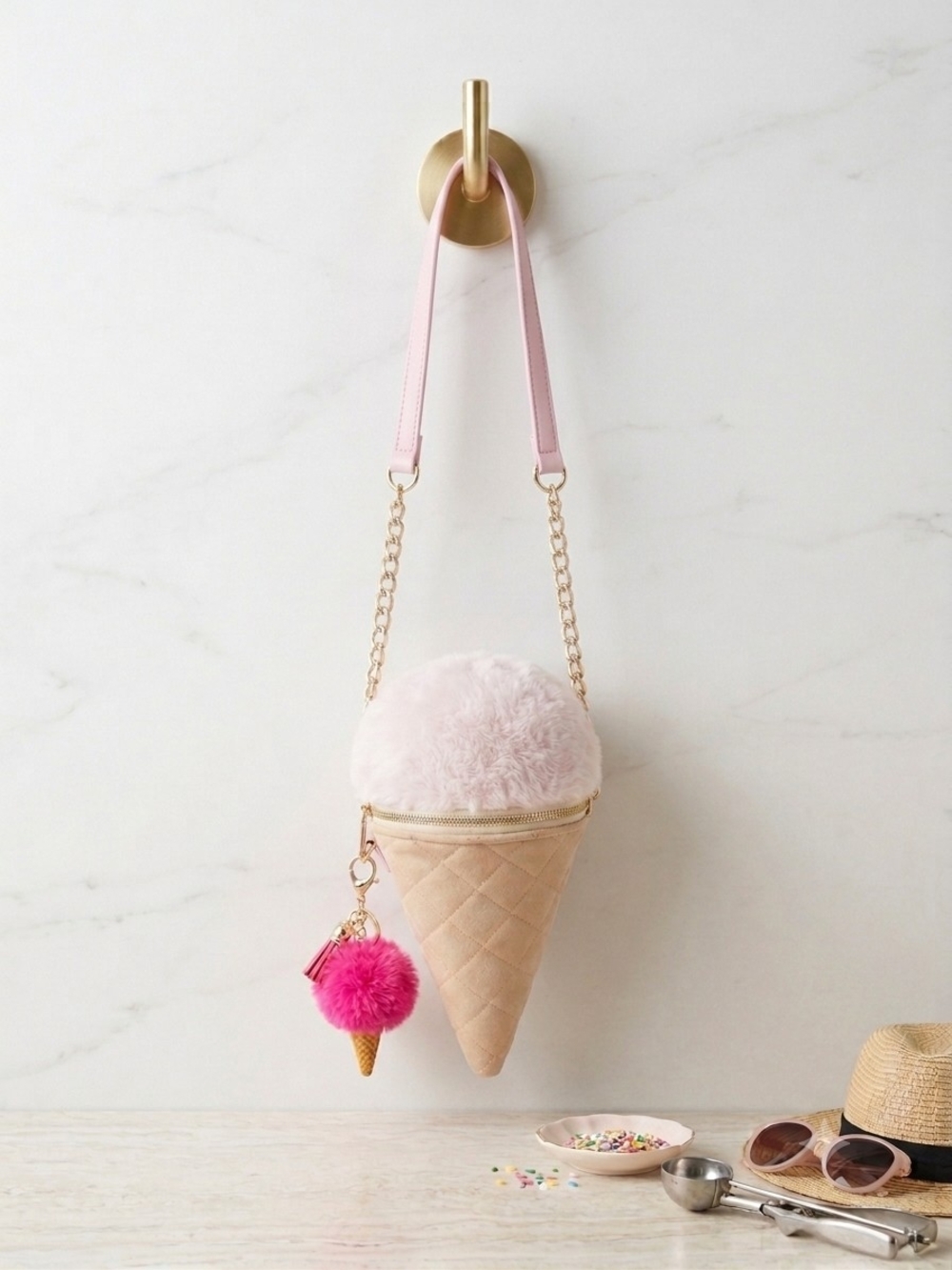 Plush Ice Cream Crossbody Bag & Bag Charm